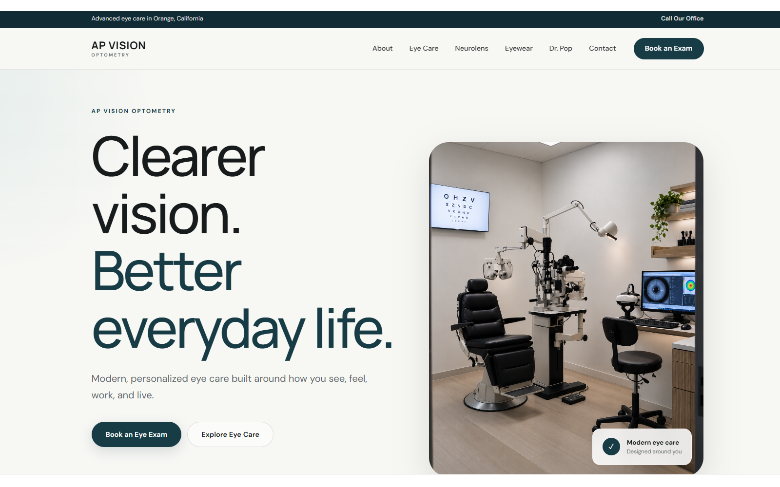 Preview of the AP Vision Optometry website
